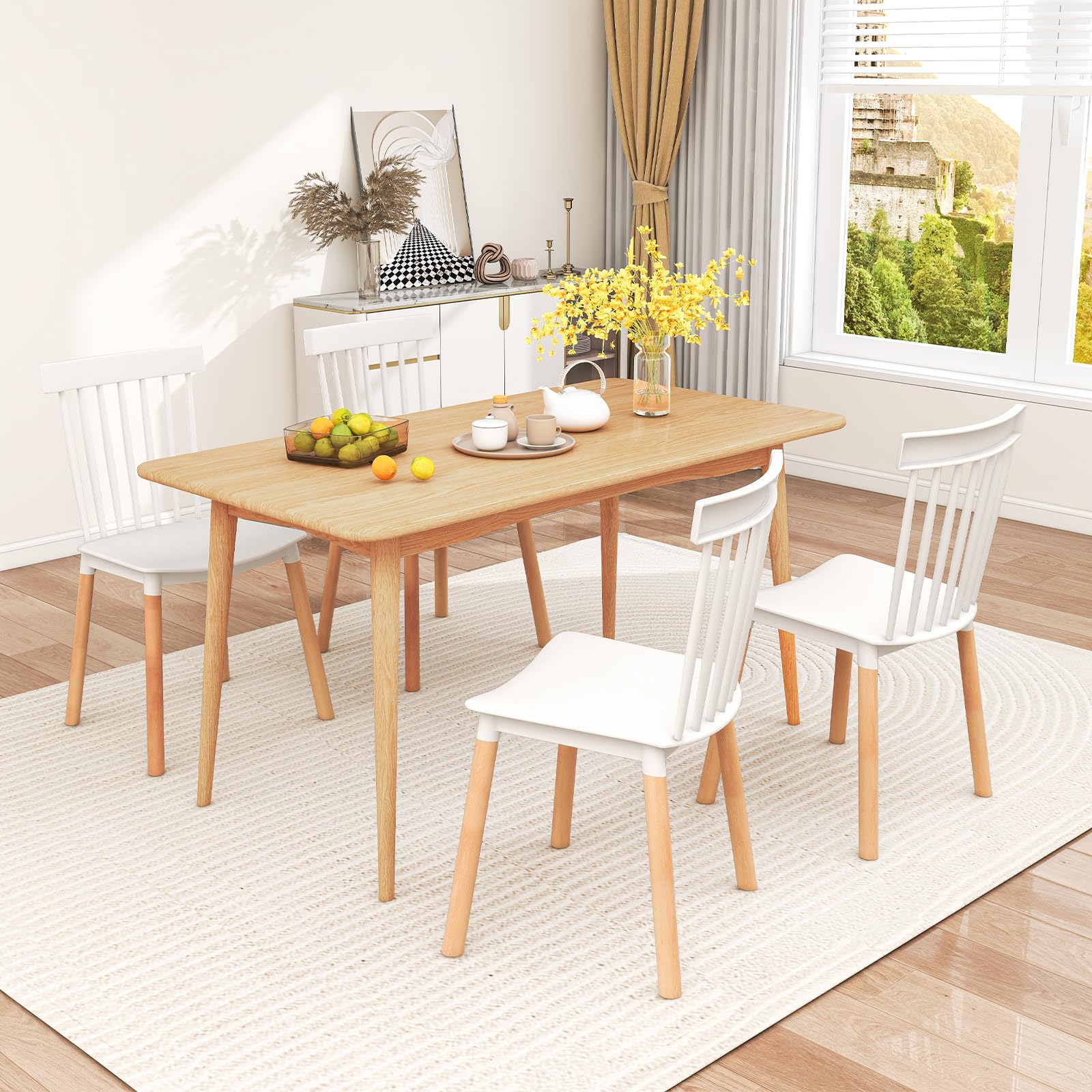 Amazon.com - Giantex Set of 4 Windsor Dining Chairs White, Modern